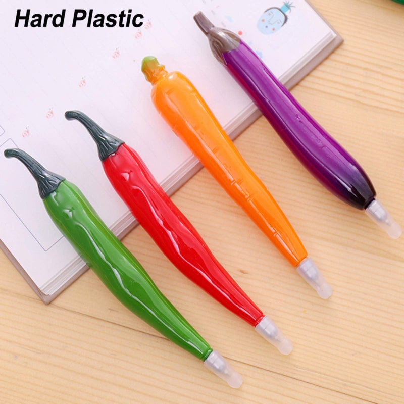 Maydahui 8 PCS Vegetables Shaped Ballpoint Pens Artificial Corn Red Pepper Carrot Eggplant Cucumber Green Pepper Chinese Cabbage Kidney Bean Pen for Students Women Homemaker - Image 3